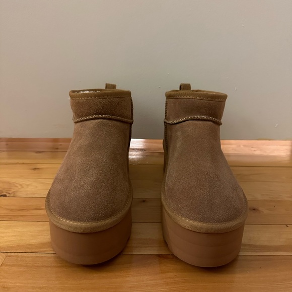 Shoes - Brown Suede Pull On Platform Bootie